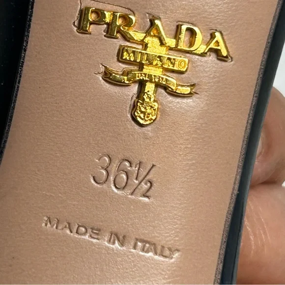 Prada Pointed Toe Kitten Heels Blue Size 36.5 US 6.5 - Picture 7 of 13